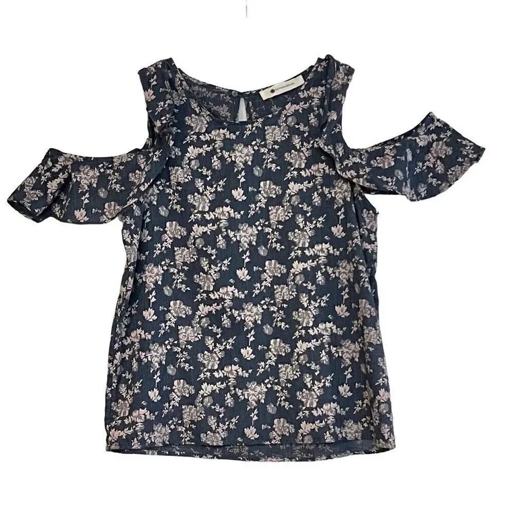 The Impeccable Pig Floral Cold Shoulder Blouse Medium
